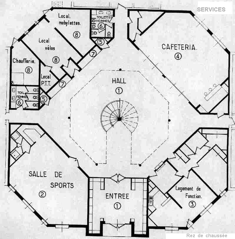 rez de chausse du batiment de services